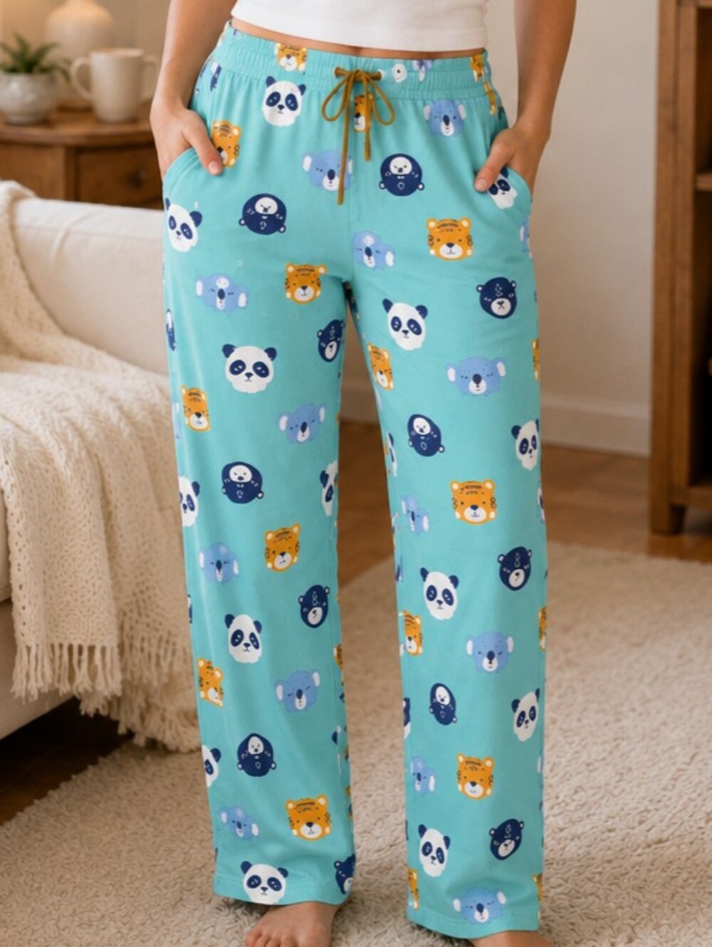 Sonoma Lounge Pjs Pants Womens M Tigers Bears Soft Plush Fleece‎ Lounge